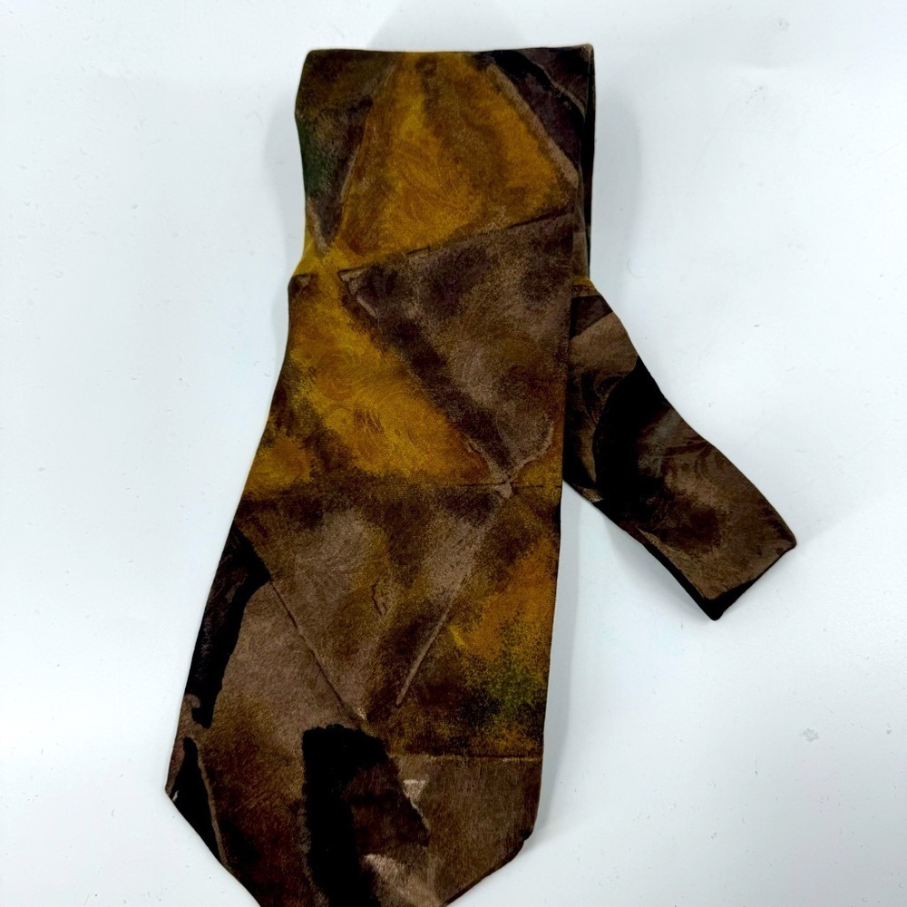 Men's Brown & Mustard Patterned Silk Tie